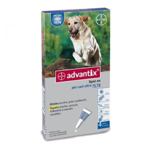 ADVANTIX SPOT ON*soluz 4 pipette 4 ml 400 mg + 2.000 mg canida 25 a 40 Kg