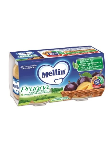 MELLIN OMOGENEIZZATO PRUGNA MELA 100 G 2 PEZZI