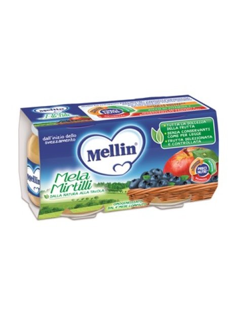 MELLIN OMOGENEIZZATO MELA MIRTILLO 100 G 2 PEZZI