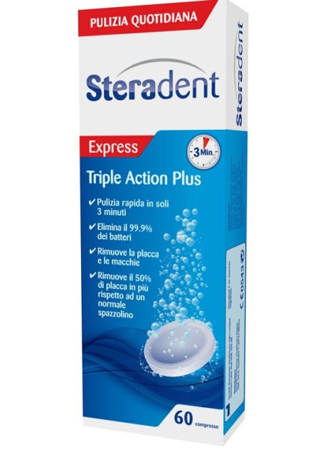 STERADENT TRIPLE ACTION PLUS 60 COMPRESSE PULENTI