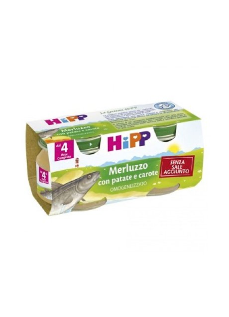 HIPP OMO MERLUZZO PAT/CAR 2X80