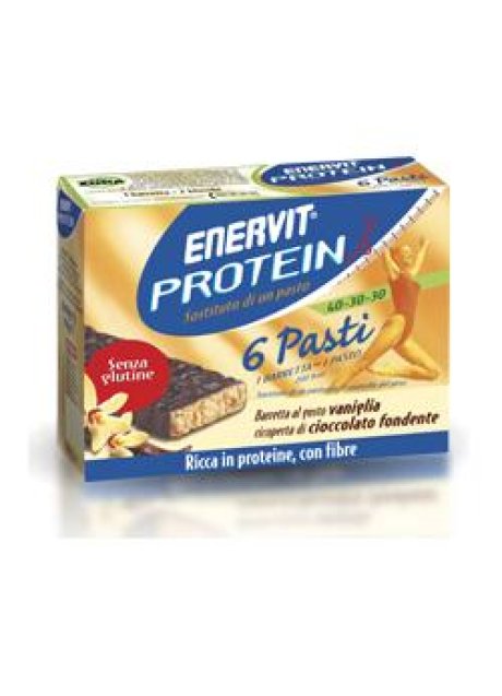 ENERVIT PROTEINE 6 PASTI 6 BARRETTE AL GUSTO VANIGLIA RICOPERTE DI CIOCCOLATO FONDENTE