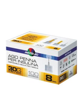 AGO PER PENNA DA INSULINA MASTER-AID 30 GAUGE 8 MM 100 PEZZI