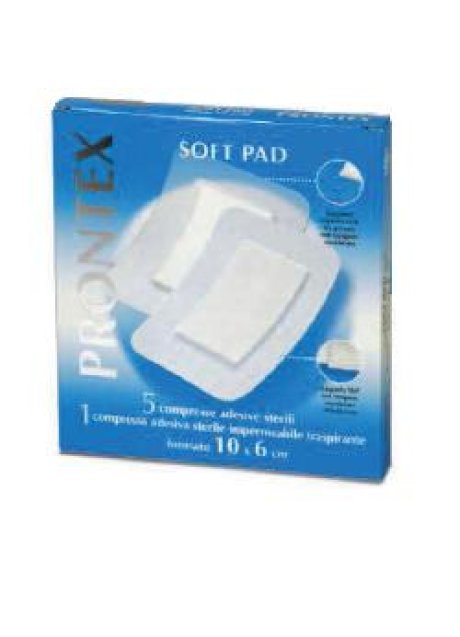 GARZA COMPRESSA PRONTEX SOFT PAD 10X6 CM 6 PEZZI (5 TNT + 1IMPERMEABILE AQUA PAD)