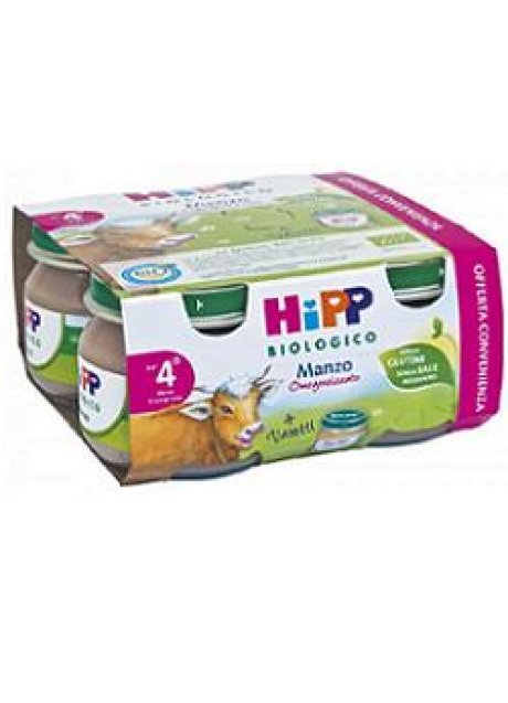 HIPP BIOLOGICO OMOGENEIZZATO MANZO 80 G 4 PEZZI