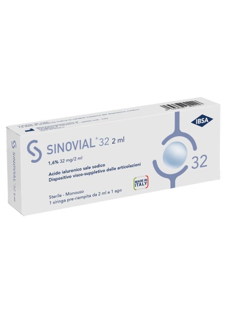 SIRINGA INTRA-ARTICOLARE SINOVIAL 32 ACIDO IALURONICO 1,6% 32 MG/2 ML 1 FS + AGO GAUGE 21 1 PEZZO