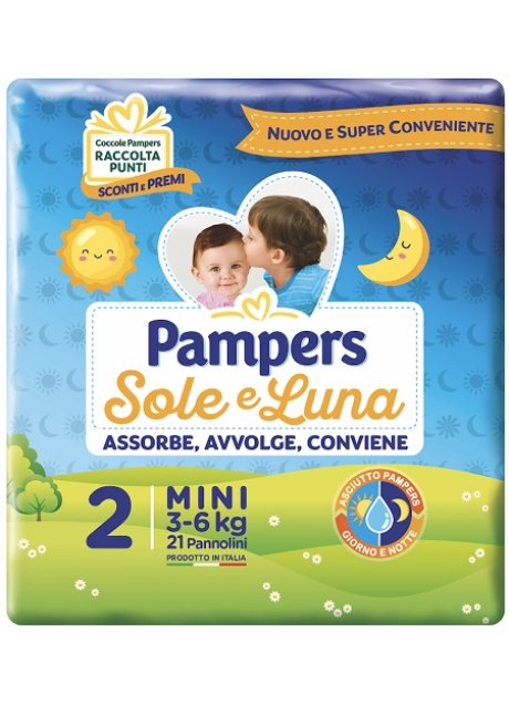 PANNOLINO PER BAMBINO PAMPERS SOLE & LUNA FLASH MINI 21 PEZZI