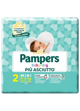 PANNOLINI PER BAMBINI PAMPERS BABY DRY DOWNCOUNT NO FLASH MINI 24 PEZZI BUONO SCONTO