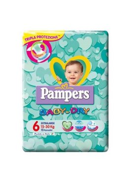 PANNOLINI PER BAMBINI PAMPERS BABY DRY DOWNCOUNT NO FLASH XL15 PEZZI