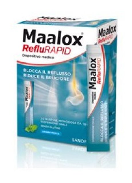 SOSPENSIONE ORALE MAALOX REFLURAPID 20 BUSTINE MONODOSE DA 10 ML