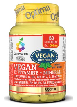 COLOURS OF LIFE VEGAN 12 VITAMINE + 3 MINERALI 60 COMPRESSE