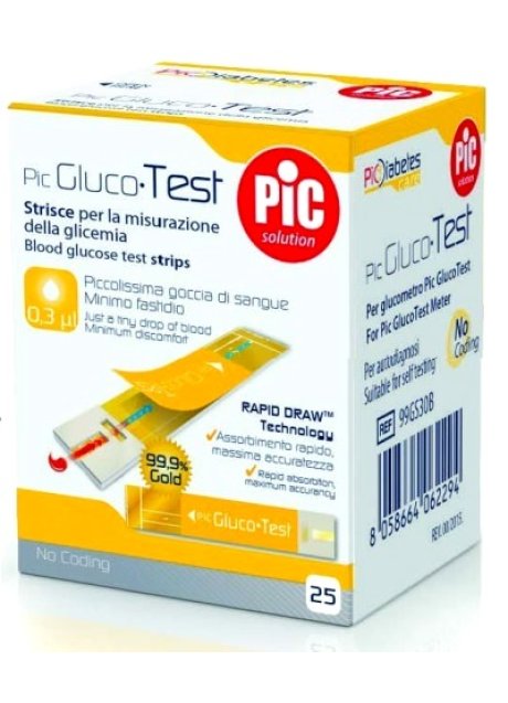 STRISCE MISURAZIONE GLICEMIA PIC GLUCOTEST 25 PEZZI