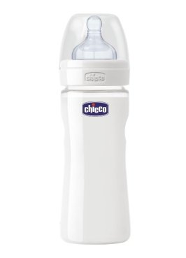 CHICCO BIBERON WELL BEING IN VETRO NON DECORATORATO DA 240 ML NORMAL SILICONE