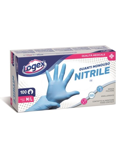 LOGEX GUANTO NITRILE M/L 100PZ