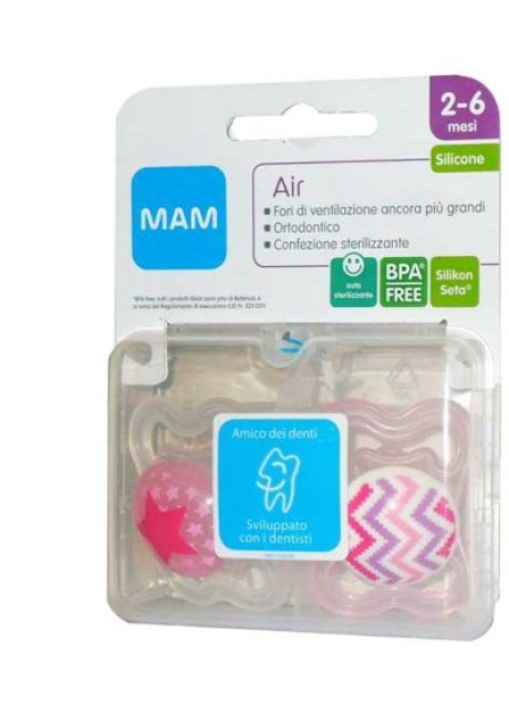 MAM AIR SUCCHIETTO 2-6 MESI SILICONE CONFEZIONE DOPPIA