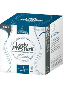 LADY PRESTERIL COTONE DENTRO & COTONE FUORI 10 ASSORBENTI CON ALI NOTTE PROMO