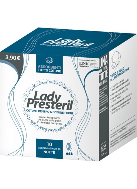 LADY PRESTERIL COTONE DENTRO & COTONE FUORI 10 ASSORBENTI CON ALI NOTTE PROMO