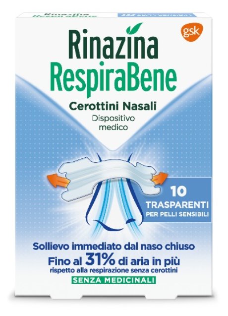 RINAZINA RESPIRABENE CEROTTI NASALI TRASPARENTI CARTON 10 PEZZI