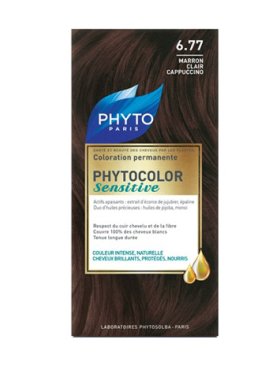 PHYTOCOLOR SENSITIVE 6.77  CASTANO CHIARO NOCCIOLA 1 LOZIONELIQUIDA 60 ML + 1 CREMA 40 ML + 1 BALSAMO 12 ML + FOGLIETTODI ISTRUZIONI + GUANTI LATTICE