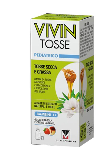 VIVIN TOSSE PEDIATRICO SCIROPPO PER TOSSE SECCA E GRASSA GUSTO FRAGOLA E CREME CARAMEL 150 ML