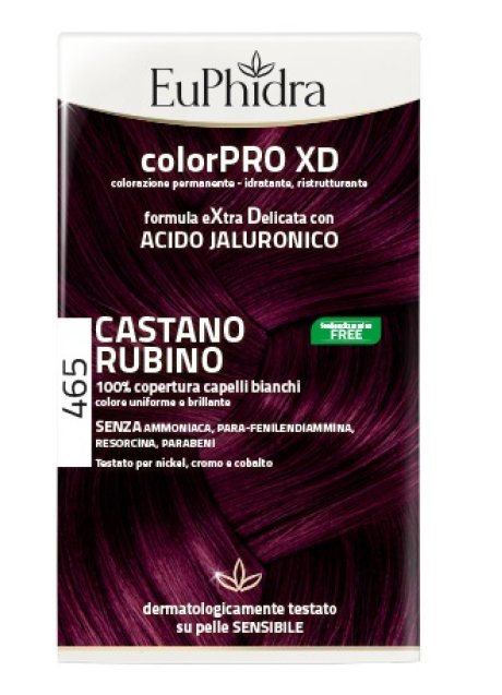 EUPHIDRA COLORPRO XD 465 CAST RUBINO GEL COLORANTE CAPELLI IN FLACONE + ATTIVANTE + BALSAMO + GUANTI