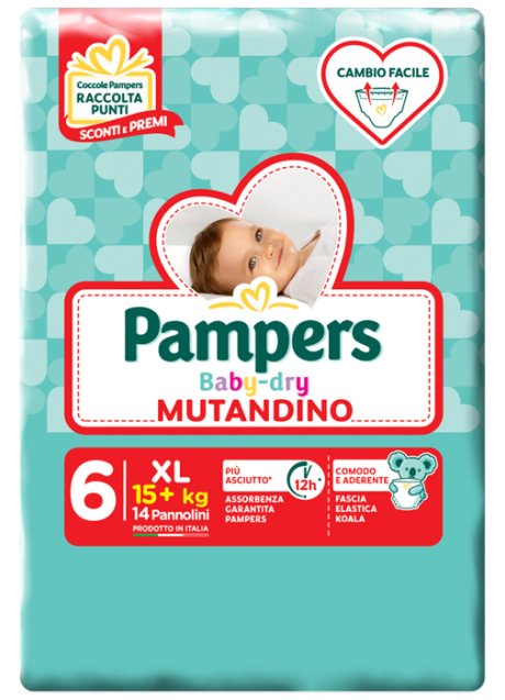 PAMPERS BABY DRY MUTANDINO SM TAGLIA 6 EXTRALARGE SMALL PACK14 PEZZI