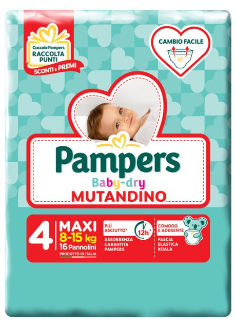 PAMPERS BABY DRY MUTANDINO SM TAGLIA 4 MAXI SMALL PACK 16 PEZZI