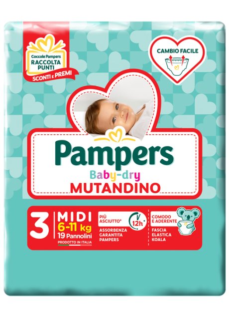 PAMPERS BABY DRY MUTANDINA MIDI SMALL PACK 19 PEZZI