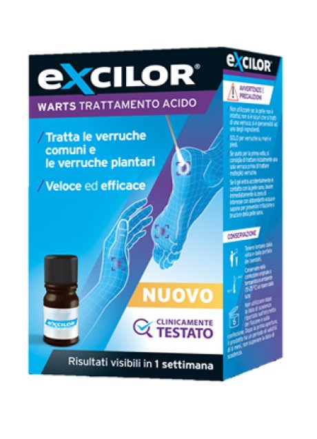 EXCILOR WARTS TRATTAMENTO ACIDO VERRUCHE FLACONE 4 ML + 32 TAMPONI DI COTONE MONOUSO