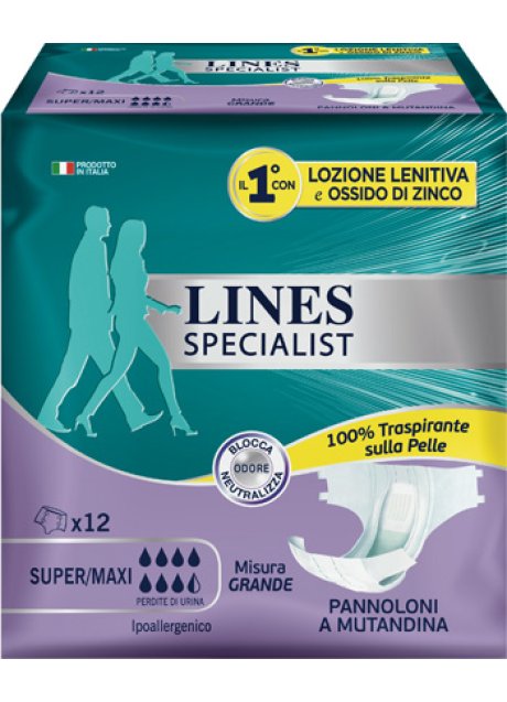 LINES SPECIALIST PANNOLONE A MUTANDA GRANDE 12  PEZZI