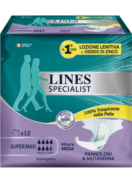 LINES SPECIALIST PANNOLONE A MUTANDA MEDIA 12 PEZZI