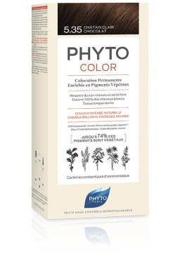 PHYTOCOLOR 5,35 CASTANO CHIARO CIOCCOLATO LATTE + CREMA + MASCHERA + FOGLIETTO ILLUSTRATIVO + 1 PAIO DI GUANTI