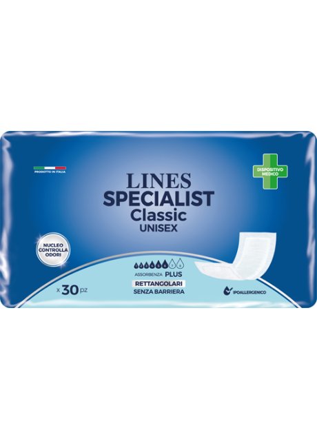 PANNOLONE RETTANGOLARE LINES SPECIALIST CLASSIC SENZA BARRIERA 30 PEZZI