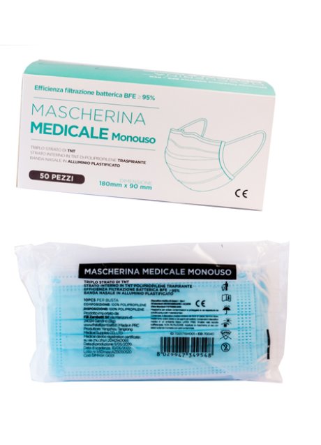 MASCHERINA MEDICALE MONOUSO 50 PEZZI