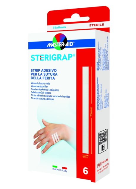 MASTER-AID STERIGRAP STRIP ADESIVO SUTURA FERITE 75X6 MM 6 PEZZI