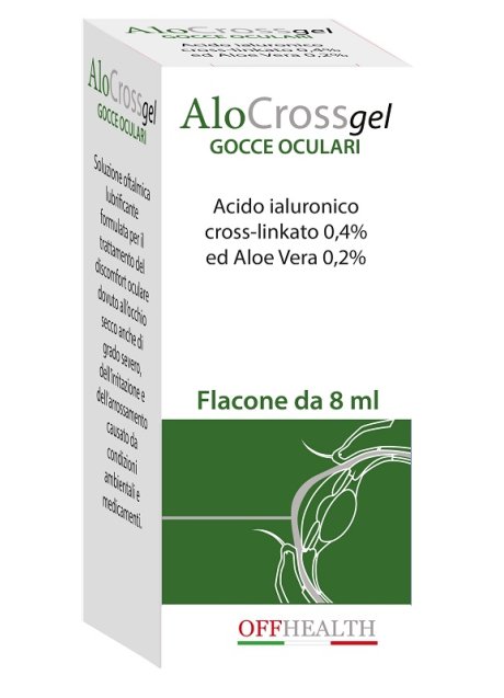 SOLUZIONE OFTALMICA LUBRIFICANTE ALOCROSS ACIDO IALURONICO SALE SODICO CROSS LINKATO 0,20% ED ALOE VERA 1 FLACONE 8 ML