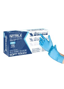 GUANTO DA ESPLORAZIONE MONOUSO IN NITRILE AZZURRO NON STERILE SENZA POLVERE PF AMBIDESTRO POLSINO ARROTOLATO MISURA SMALL 100 PEZZI