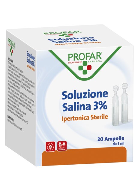 PROFAR SOLUZIONE IPERTONICA 3% 5 ML 20 PEZZI