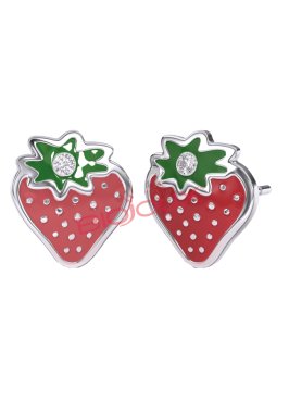 BJT733 ORECCHINI FRAGOLA SWAROVSKI STAINLESS STEEL