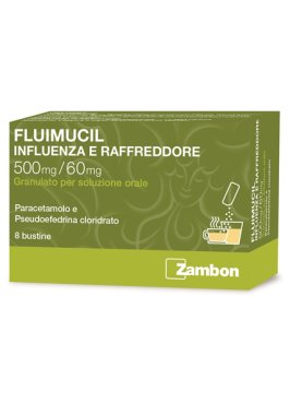 FLUIMUCIL INFLUENZA E RAFFREDDORE*orale 8 bustine 500 mg + 60 mg
