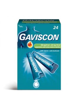 GAVISCON*24 bust orale sosp 500 mg/10 ml + 267 mg/10 ml menta