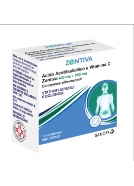 ACIDO ACETILSALICILICO E VITAMINA C (ZENTIVA)*10 cpr eff 400mg + 240 mg