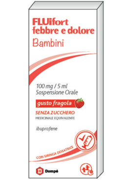 FLUIFORT FEBBRE E DOLORE*BB orale sosp 150 ml 100 mg/5 ml gusto fragola senza zucchero