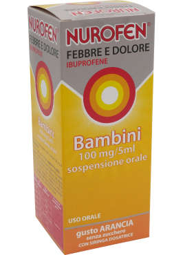 NUROFEN FEBBRE E DOLORE*BB orale sosp 150 ml 100 mg/5 ml arancia senza zucchero con siringa