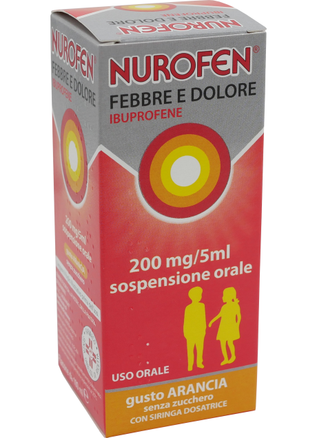 NUROFEN FEBBRE E DOLORE*orale sosp 100 ml 200 mg/5 ml arancia senza zucchero con siringa dosatrice