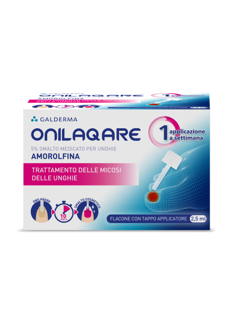 ONILAQARE*smalto unghie 1 flacone 2,5 ml 5% con tappo applicatore