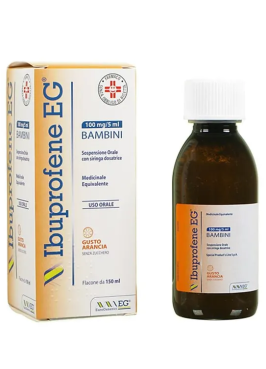 IBUPROFENE (EG)*orale sosp 150 ml 100 mg/5 ml gusto aranciasenza zucchero