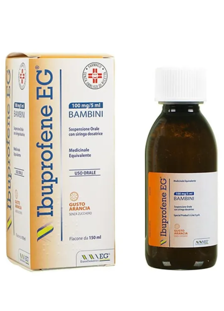 IBUPROFENE (EG)*orale sosp 150 ml 100 mg/5 ml gusto aranciasenza zucchero